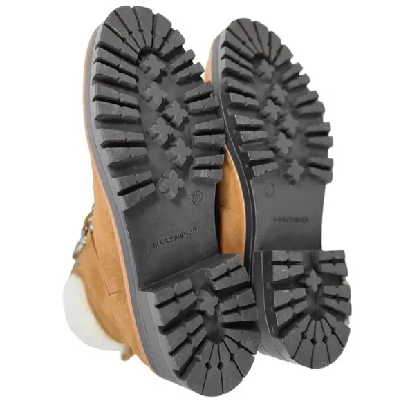 New - MARC FISHER Suede Cozy Hiker Boots Cognac | 6.5