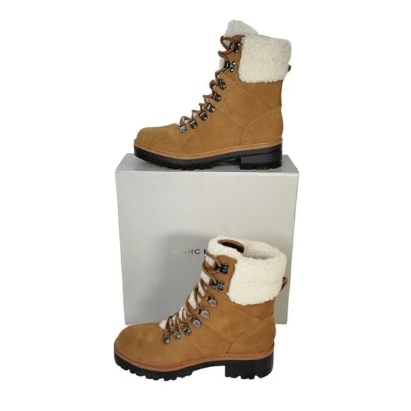 New - MARC FISHER Suede Cozy Hiker Boots Cognac | 6.5