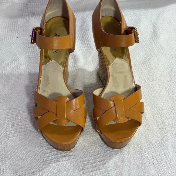 NEW Michael Kors Women's Somerly Wedge Shoes Peanut, Size: 10M Strap Jetset 6