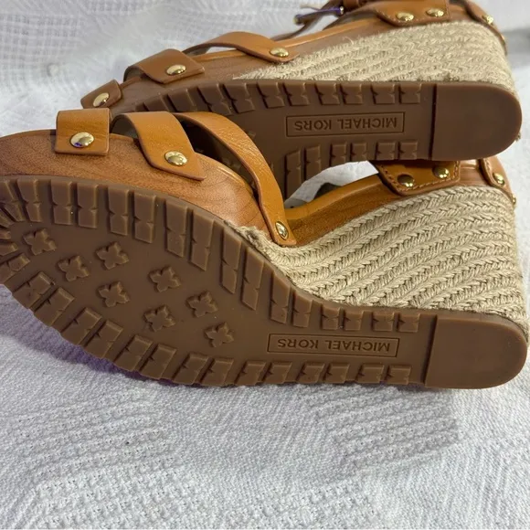 NEW Michael Kors Women's Somerly Wedge Shoes Peanut, Size: 10M Strap Jetset 6