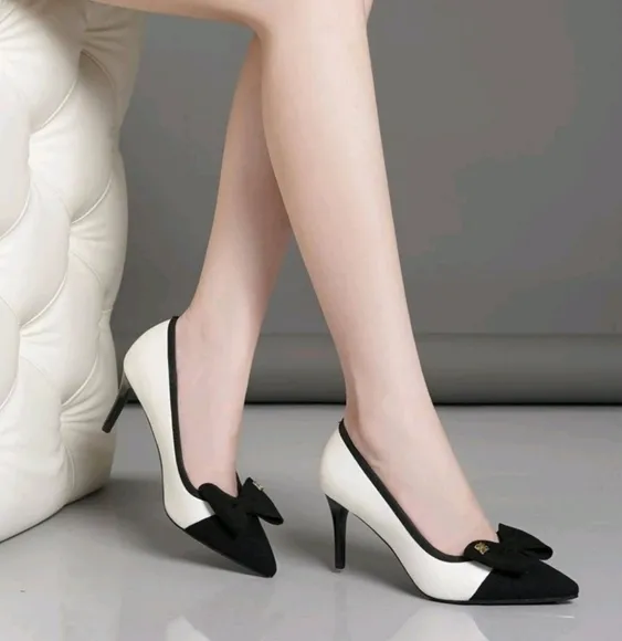 New Multi-Color Women High Heel Shoes, Black White Silver Gold Flower Bow Decor