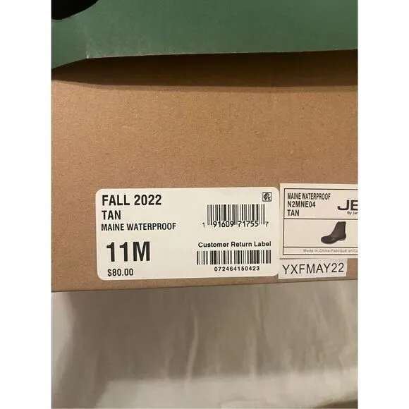 NEW NIB JBU by Jambu TAN Men's Maine Duck Boot, US 11M Waterproof