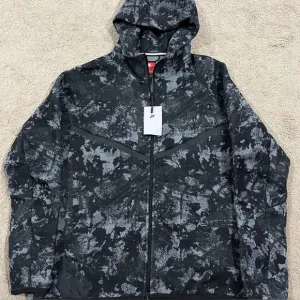 New Nike Tech Fleece Hoodie Mens Medium Full Zip Black Gray Camo