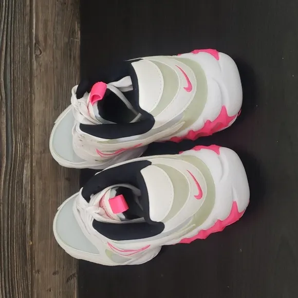 New Nike Zoom Air Fire White Neon Pink Chunky Heel Sneakers