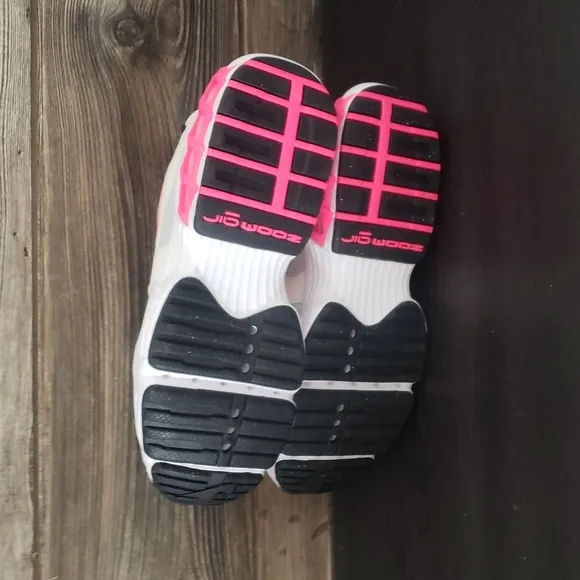 New Nike Zoom Air Fire White Neon Pink Chunky Heel Sneakers