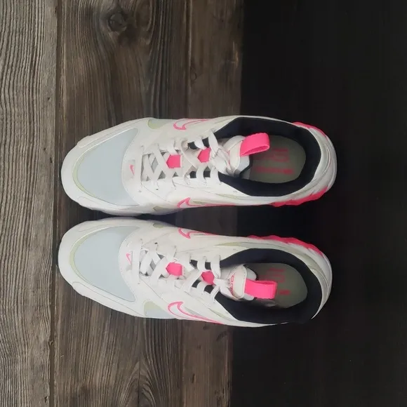 New Nike Zoom Air Fire White Neon Pink Chunky Heel Sneakers