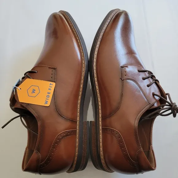 New Nunn Bush Men's Wide Fit Brown Leather Dress Shoes.