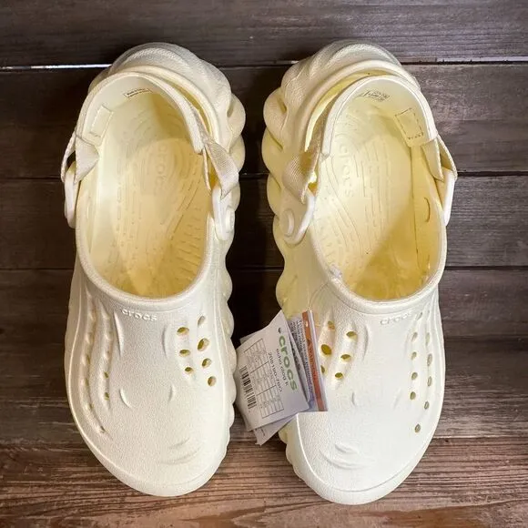 New NWT Big Kids Crocs Echo Yellow‎ Comfort Clogs Sandals Shoes Size 2 Y