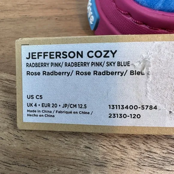 New NWT Little Kids Native Jefferson Cozy Pink Fleece Sling Shoes 5 C