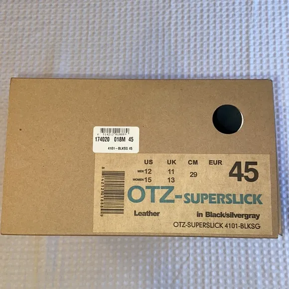 NEW! OTZ SUPERSLICK 43/10 44/11 45/12 Men Black/Silver Gray Leather Lace-up Shoe