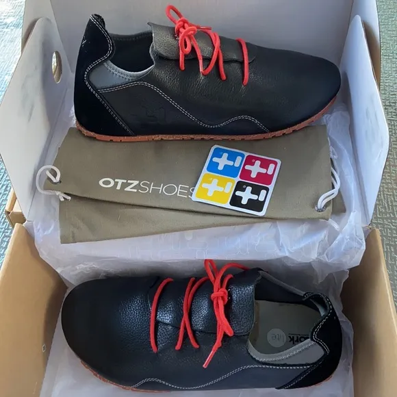 NEW! OTZ SUPERSLICK Black Leather Lace-up Shoes
