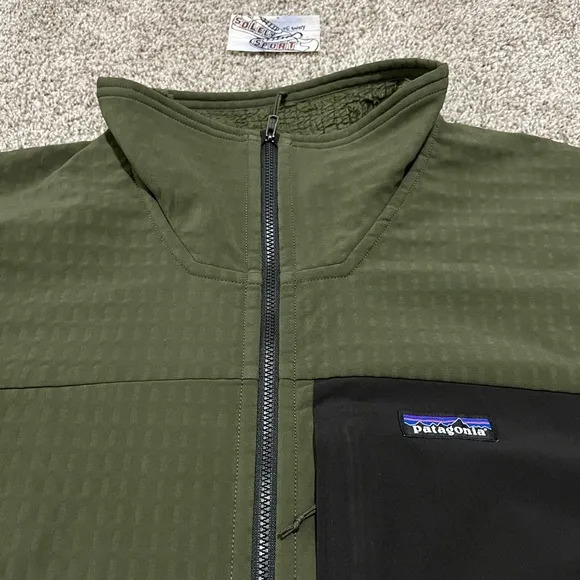 New Patagonia R2 TechFace Full Zip Jacket Green Fall Fleece Coat Mens Sizes