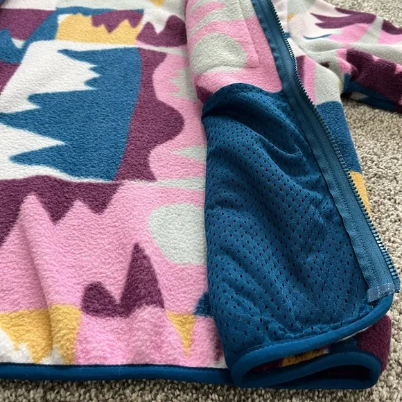New Patagonia Synchilla Jacket Marble Pink Blue White Full Zip Coat Sweater