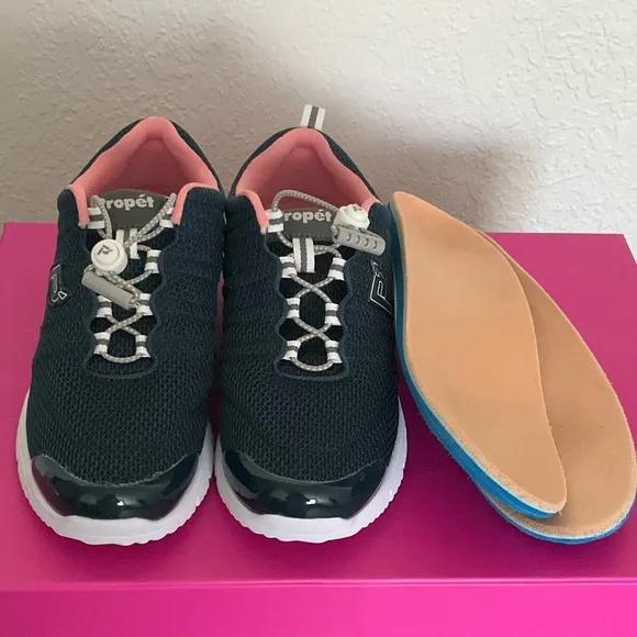 New Propet travelwalker II womens walking shoes navy melon.