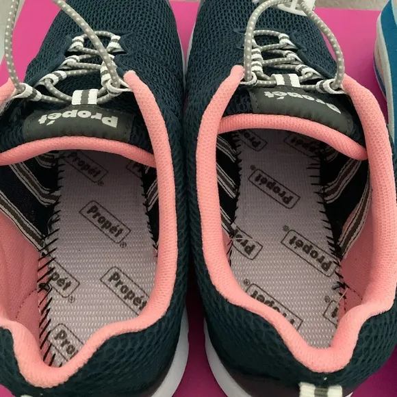 New Propet travelwalker II womens walking shoes navy melon.