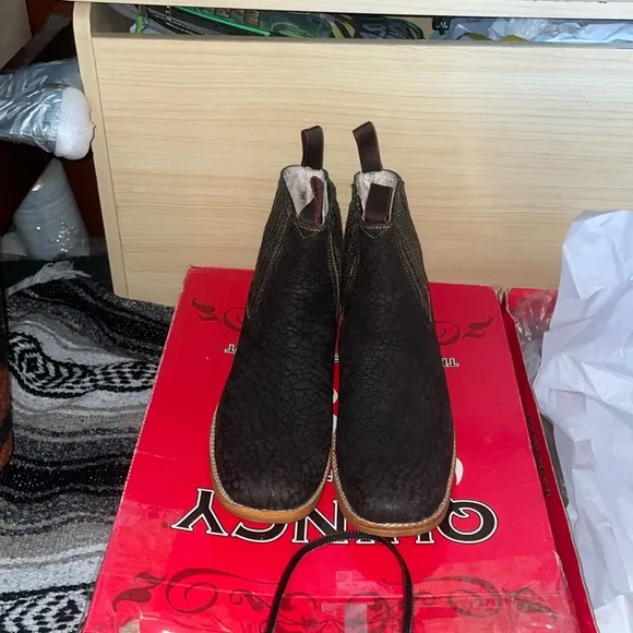New Quincy Boots The Real American Boot Wide Square Toe Volcano Leather Roses .