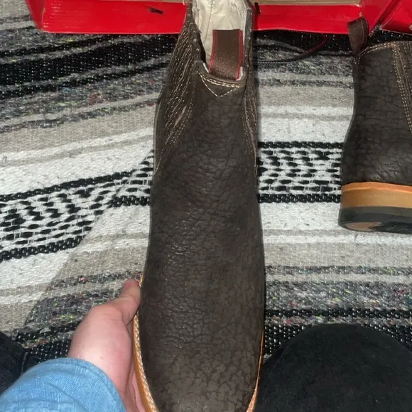 New Quincy Boots The Real American Boot Wide Square Toe Volcano Leather Roses .