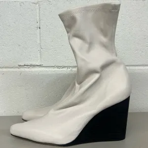 New Rag&amp;bone sz40 (9 US) white leather heeled ankle boots booties phoenix wedge