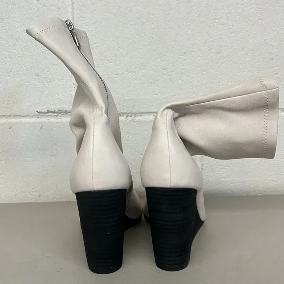 New Rag&amp;bone sz40 (9 US) white leather heeled ankle boots booties phoenix wedge