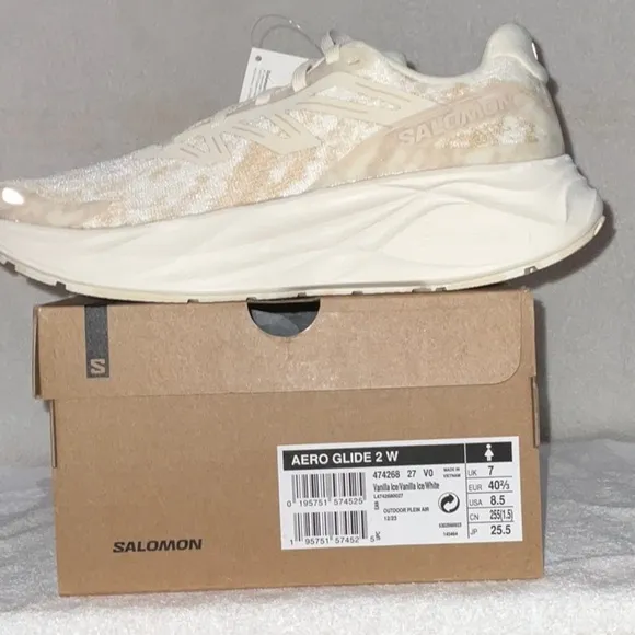NEW SALOMON AERO GLIDE 2 Women's Beige Running Shoes Size 7