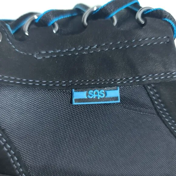 NEW SAS Sporty Lux Shoes Womens 8.5N Black Blue Comfort Walking Sneakers USA