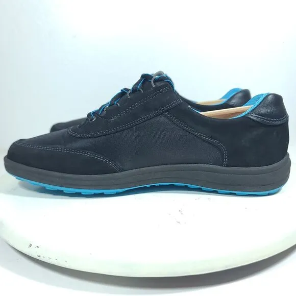 NEW SAS Sporty Lux Shoes Womens 8.5N Black Blue Comfort Walking Sneakers USA