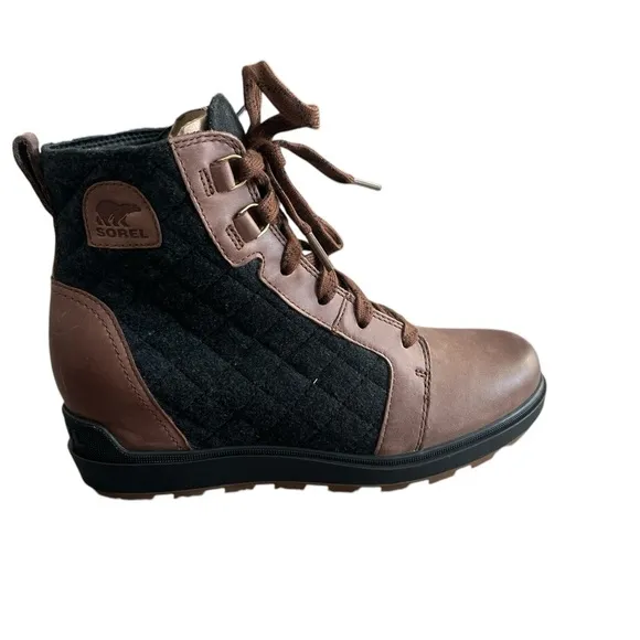 NEW SOREL Women's Evie II NW Lace Boots Tobacco &amp; Charcoal - Two Sizes Available