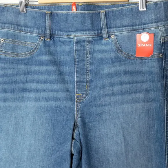NEW Spanx Women’s Vintage Indigo Jeans Straight Leg Pull-On Plus Size Tall 1X