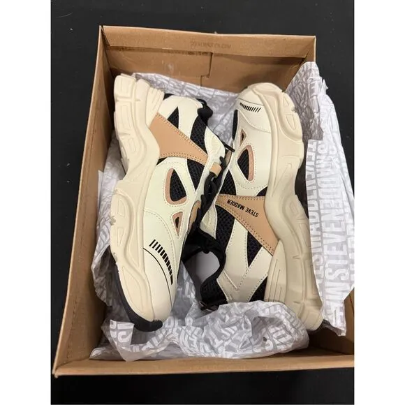 New Steve Madden Corydon Black Tan Chunky Sneakers 9.5