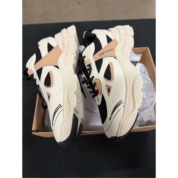 New Steve Madden Corydon Black Tan Chunky Sneakers 9.5