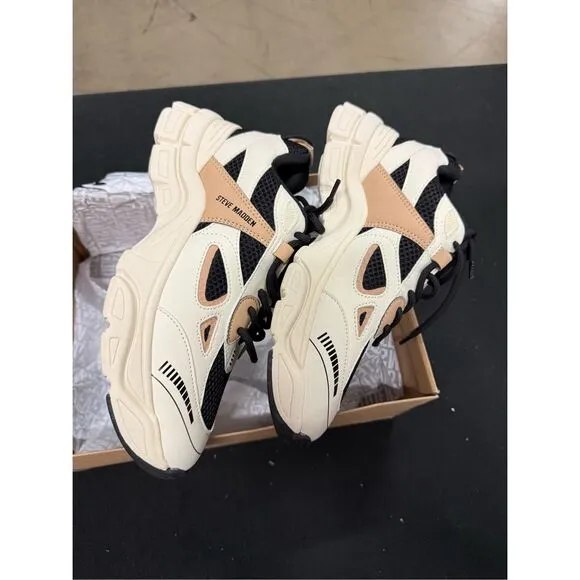 New Steve Madden Corydon Black Tan Chunky Sneakers 9.5