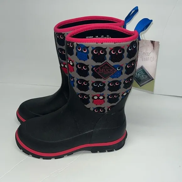 NEW The Original Muck Boot Company Winter Rain Boots, Owl Print SZ 5