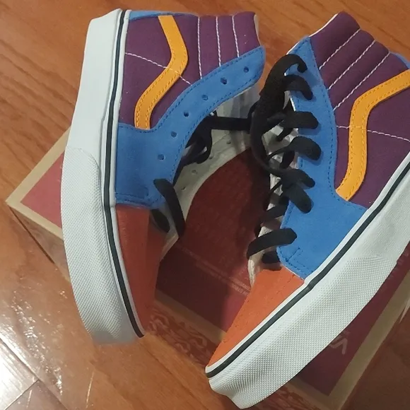 NEW Vans Blue and Orange High-Top Sneakers
