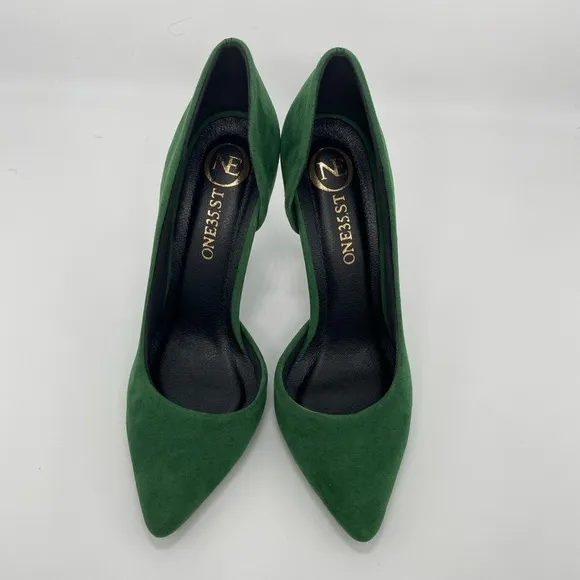 NEW VEGAN LEATHER WOMEN&quot;S SHOES,DARK GREEN SIZE #7