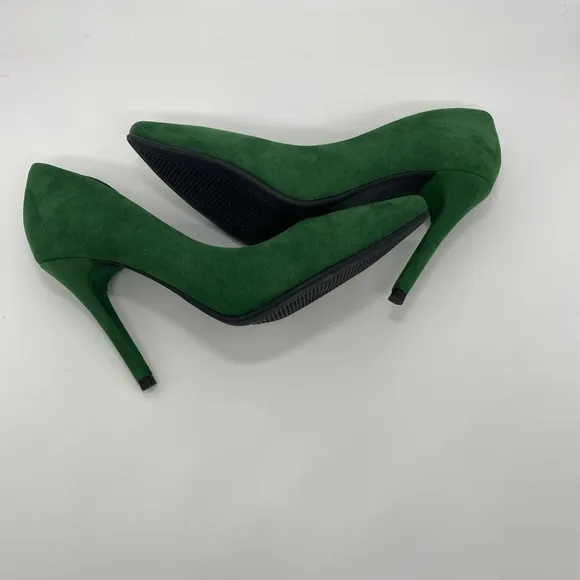 NEW VEGAN LEATHER WOMEN&quot;S SHOES,DARK GREEN SIZE #7
