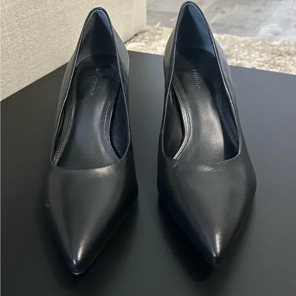 NEW Vince Camuto Tritellia Black Leather Pointy Work Pumps Women’s Heels 8.5
