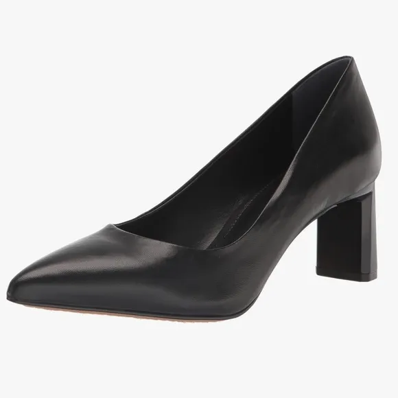NEW Vince Camuto Tritellia Black Leather Pointy Work Pumps Women’s Heels 8.5