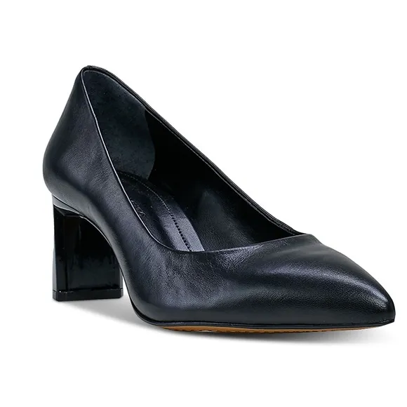 NEW Vince Camuto Tritellia Black Leather Pointy Work Pumps Women’s Heels 8.5