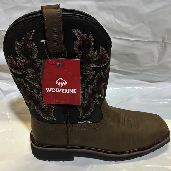 NEW WOLVERINE  Rancher Work Boots Steel Toe Pull on Cowboy Waterproof Size 9EW