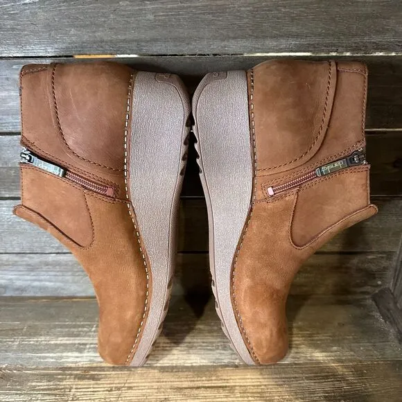 New Womens Dansko Charlene Brown Suede Ankle Wedge Booties Boots Size 42 11.5-12