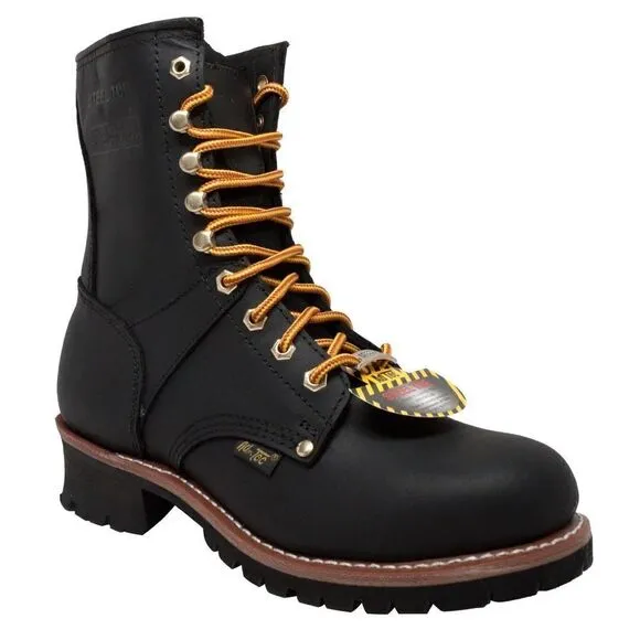 NEW Ad Tec 9” Steel Toe Black Logger Boots