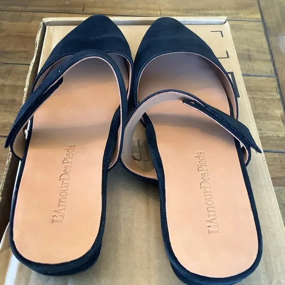 NIB Designer L'Amour Des Pieds Baruk Mule Black Elegant Women's Shoes Sz 9.5