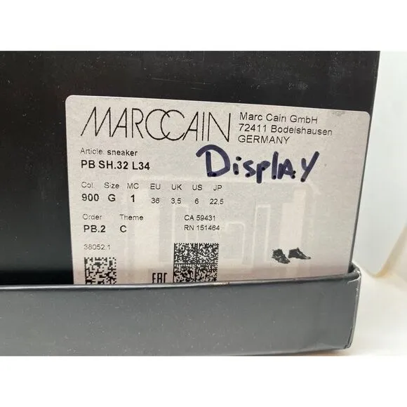 NIB MARC CAIN Sneakers Black Chain Detail Zip Close Black White Sole 6 RTL $440