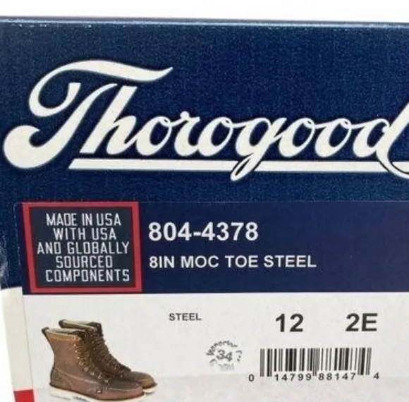 NIB Men's Thorogood 8&quot; Steel-Toe Crazy Horse Leather Moc-Toe Boots
