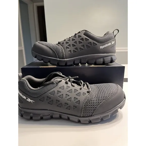 NIB Reebok Gray RB4038 Sublite Cushion Work Comp. Toe Sneaker Shoes Men’s 10M