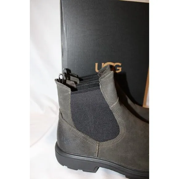 NIB UGG MEN'S WATERPROOF BILTMORE WORK LEATHER CHELSEA BOOTS GRAY BLACK SZ 12