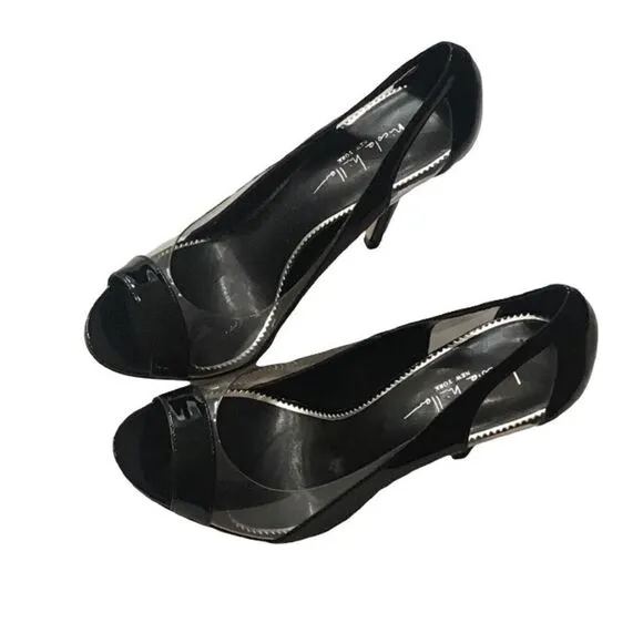 Nicole Miller Black Clear Shoes Size 8