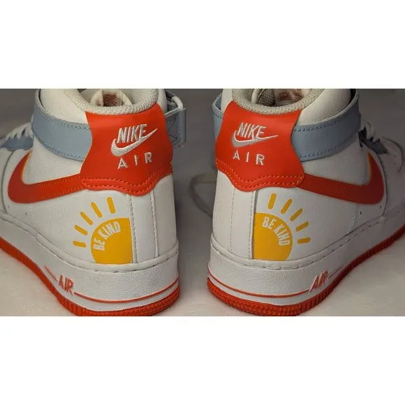 Nike AF-1  High (GS) 'Be Kind' Youth Sz 6.5 Hi-Top Sneakers Wht/Org #DC2198-100