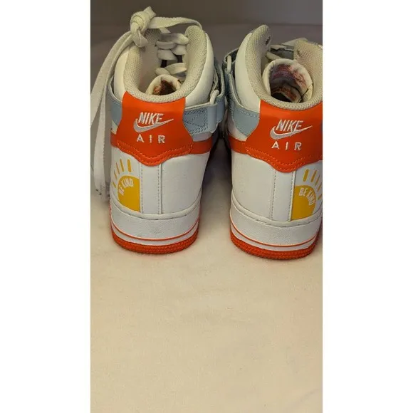 Nike AF-1  High (GS) 'Be Kind' Youth Sz 6.5 Hi-Top Sneakers Wht/Org #DC2198-100