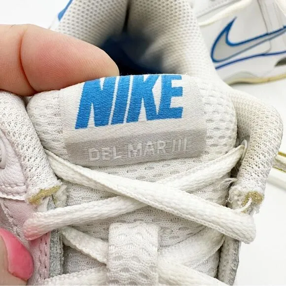 Nike Air Del Mar III White/Blue/Silver Leather Low-Top Chunky Sneaker Sz 7.5